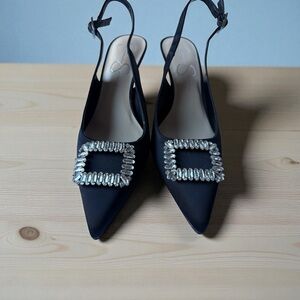 Jessica Simpson Black Heels with Rhinestone Accents